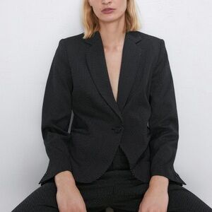 Zara Polka Dot Blazer Black US Size 2